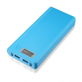 Carcasa pentru Power Bank cu 8 baterii tip 18650 , cu  2 porturi USB, display LCD si  lanterna cu doua leduri - Albastru