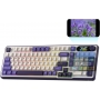 Tastatură mecanică  ROYAL KLUDGE S98 afișaj inteligent și buton, BT/2.4G/USB-C, Chartreuse Switch, 98 de taste, Berry