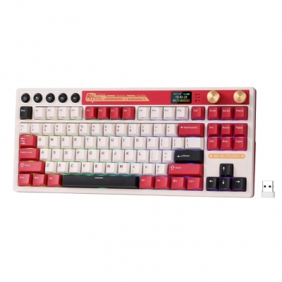 Tastatura mecanica, ROYAL KLUDGE M87, 75%  2,4 GHz/Bluetooth/USB-C 7500 mAh, Cream switch, red