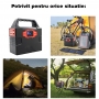 Kit camping si pescuit PYRAMID®, compus din Panou solar pliabil 60W cu cablu DC si Power Bank 40800 mAh cu 2 x USB si iesire AC