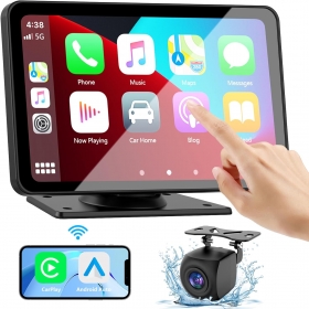 Navigatie Auto, Pyramid, ecran tactil HD de 7 inch cu Apple Carplay, camera fata si spate, card 32 GB inclus