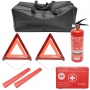 Kit de siguranță auto complet PYRAMID, trusă medicală, stingător, 2 triunghiuri si vesta reflectorizanta