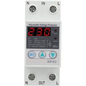 Releu monofazic protectie tensiune programabil, Sinotimer, 63A, ecran digital LED, recuperare automata, SVP-912-63A