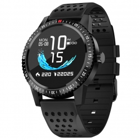 Smartwatch T1, masoara tensiunea arteriala, GPS, waterproof, compatibil cu iOS Android,Negru , ecran color