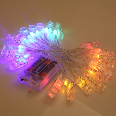 Decoratiuni clipsuri cu led multicolor ,  3 m 20 LED-uri, pentru fotografii perete, Craciun, petreceri