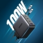 Incarcator retea Ugreen, CD226 Quick Charge 4, 100W GaN, 3x USB Type-C 5V/3A, 1x USB, Negru