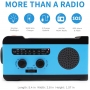 Radio camping portabil 2000 mAh, alerta sonora si luminoasa SOS, panou solar pentru incarcare, MD-055, albastru