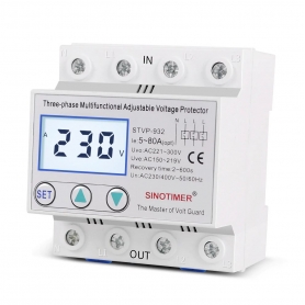 Releu trifazic SINOTIMER, siguranta digitala  de protectie tensiune, 380V, 80A, recuperare automata, STVP-932-80A