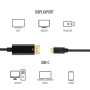 Cablu USB-C la Displayport UHD 4K T-T, mufe aurite, pentru MacBook
