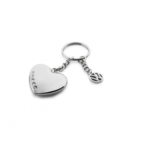 Breloc original pentru chei in forma de inima si logo Volkswagen 3D cu pietre Swarovski, 7E9087010A