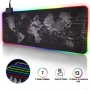 Mousepad Mare Cauciucat PYRAMID®, Gaming, LED RGB, Antiderapant, Waterproof,  Harta Lumii, Cablu USB Inclus, 80 x 30cm