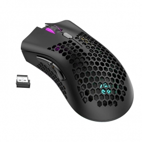 Mouse gaming Royal Kludge RM310, 1600 dpi, 7 butoane, wireless, reincarcabil, ultrausor 95g, iluminare RGB, negru, RM310-BLACK