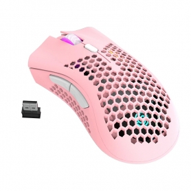 Mouse gaming Royal Kludge RM310, 1600 dpi, 7 butoane, wireless, reincarcabil, ultrausor 95g, iluminare RGB, roz, RM310-PINK