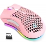 Mouse gaming Royal Kludge RM310, 1600 dpi, 7 butoane, wireless, reincarcabil, ultrausor 95g, iluminare RGB, roz, RM310-PINK