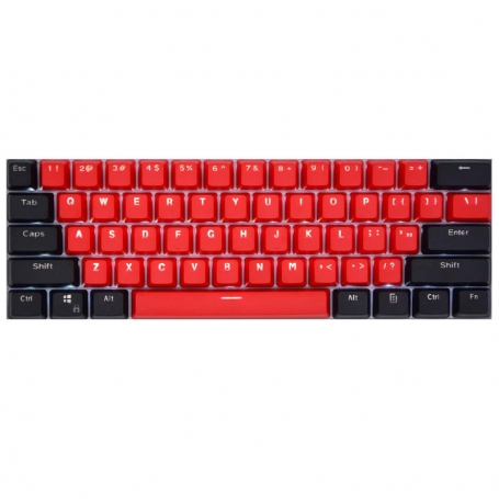 Set 61 butoane Royal Kludge PBT Double-Shot Keycaps, 61 taste, translucide, compatibile Cherry MX, US, Rosu/Negru, KC-11