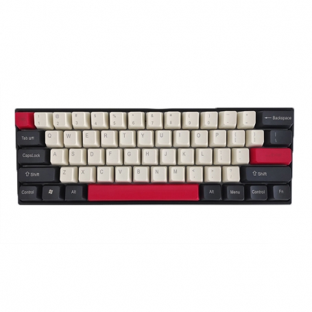 Set 61 butoane Royal Kludge PBT Double-Shot Keycaps, 61 taste, translucide, compatibile Cherry MX, US, Alb/Negru/Rosu, KC-13