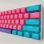 Set 61 butoane Royal Kludge PBT Double-Shot Keycaps, 61 taste, translucide, compatibile Cherry MX, US, Albastru/roz, KC-18