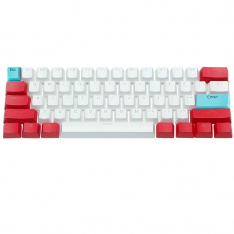 Set 61 butoane Royal Kludge PBT Double-Shot Keycaps, 61 taste, translucide, compatibile Cherry MX, US, Alb/Rosu, KC-27